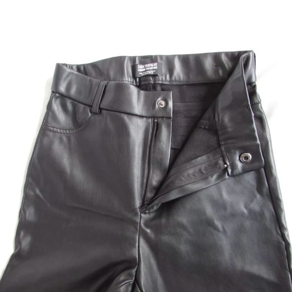 Zara Trafaluc Collection High Rise Vegan Faux Leather Pants, Black, Size S - Picture 8 of 15